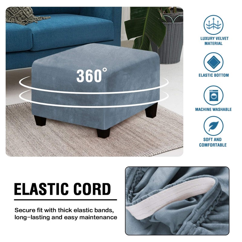 H.VERSAILTEX Square Ottoman Covers Ottoman Slipcover Square Footstool Protector Covers