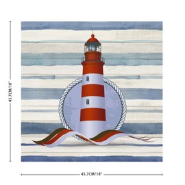 Nautical Beach Ocean Theme Lighthouse Classroom Home Decor Wall Stickers Watercolor Marine Life Self-Adhesive Wall Stickers for School Nursery Family Furniture Vinyl