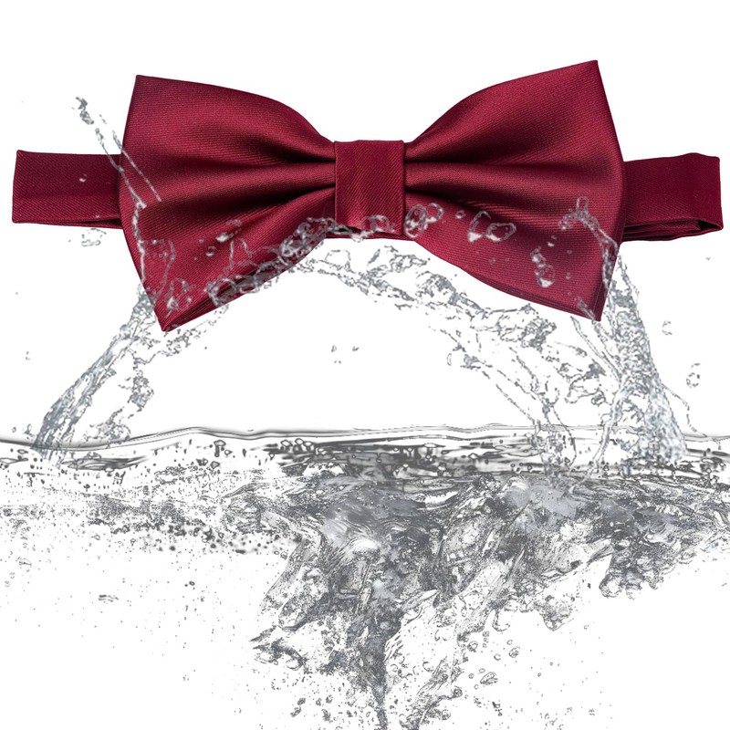 Mens Solid Color Double Fold Pre-tied Bow Tie and Pocket