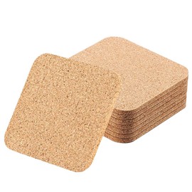 Pack of 8 Cork Coasters, 3 mm Thick, 10 cm Coasters, Glasses, Cork, Non-Slip Coasters for Home, Kitchen, Living Room, Bedroom, Office, Café or Bar, Heat Resistant, Reusable (Square)
