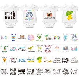 Teling 36 Pcs Iron on Decals Baby Shower Games Iron on Transfers Stickers Patches Baby Bodysuit Making Bibs Decorating Kit Patch Maker for Gender Reveal T Shirt(Funny)