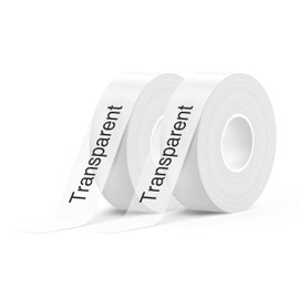 SUPVAN Thermal Label Tape, E10 Label Paper, Continuous Label Tape, 15 mm x 6 m, Waterproof Labels, Suitable for Home, Office, School (Transparent), 2 Pack