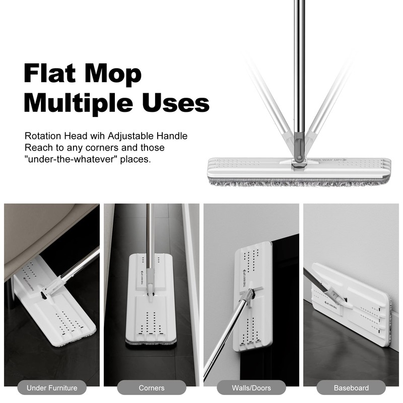 BOSHENG Mop and Bucket with Wringer Set, Flat Floor Mop