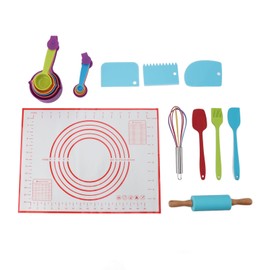 19PCS Kids Baking Set Silicone Nonstick Safe Spatula Brush Whisk Rolling Pin Cooking Supplies for Home DIY Baking