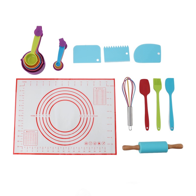 19PCS Kids Baking Set Silicone Nonstick Safe Spatula Brush Whisk