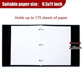 Vienrose 3 Ring Binder, 1 inch Round Rings Durable Linen Binder fit 8.5 x 11in Paper, with Leaf Printed for School, Office and Home, Blue