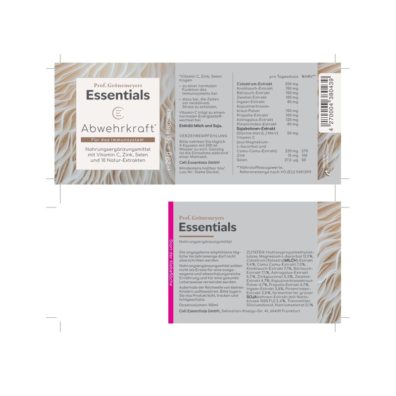 Cell Essentials Abwehrkraft – Unterstützung des Immunsystems mit Vitamin C,