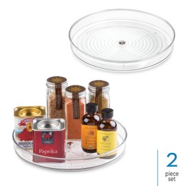 iDesign 9-Inch Lazy Susan Organizer - Small Lazy Susan Turntable for Cabinet or Pantry, 2-Pack, Clear