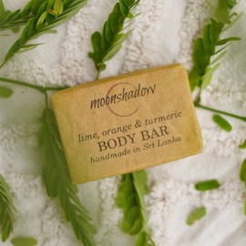 Moonshadow All Natural Ingredients Soap Bar For All Skin Types Handmade in Sri Lanka 100g (Lime, Orange & Turmeric)