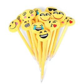 KAHEIGN Emoji Ballpoint Pen, 21 cm, Cute Plush Emoji Ballpoint Pen, Stationery, Gift for Children, Birthday, Party Bag Filler, Party Favour