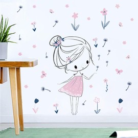 Traziewell Kitchen Decals Stickers for Walls Floral Wallpaper Flower Wall Stickers Dandelion Butterfly Wall Decals for Bedroom Living Room Decoration Wall Decor 1324