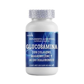 IsaaQuim Glucosamina con Colágeno, Citrato de Magnesio, Zinc y Ácido Hialurónico | 120 Cápsulas de 600 mg | Por Porción: 250 mg Glucosamina, 33 mg Ácido Hialurónico, 20 mg Magnesio, 5 mg Zinc