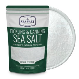 Sea Salt Superstore Pickling & Canning Salt, Pickling Salt & Curing Salt for Natural Preserving, Fine Sea Salt & Kosher Salt for Brining, Non-Iodized Salt, 14 oz Bag, Sea Salt Superstore