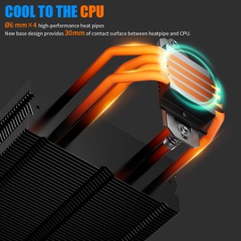 upHere CPU Air Cooler,6mm*4 Heat Pipes,Single-Tower with 120mm PWM Fan,CPU Fan for Intel LGA 1700 2011 2066(X79/X99 Motherboard) 1200 115X/AMD Ryzen AM5/AM4 Universal Socket,P4K
