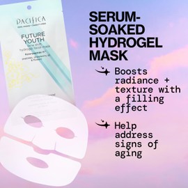 Pacifica Future Youth Time Shift Hydrogel Facial Mask, Multi-Peptide Anti-Aging Sheet Mask for Firming & Plumping, Ultra-Hydrating Serum-Infused Mask for Face & Neck, 100% Vegan