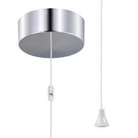 ElekTek Light Pull Switch Chrome Plated Steel Cover with Cord Ideal for Bathroom Ceiling