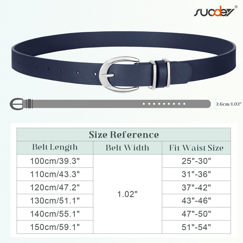 SUOSDEY Women Leather Belt for Jeans Pants, Skinny Dress Waist