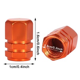 TOMALL 12 Pack Stem Valve Caps Hexagon Shape Aluminum Alloy Tire Valve Stem Caps Cover Compatible with Auto Car Universal (Orange)