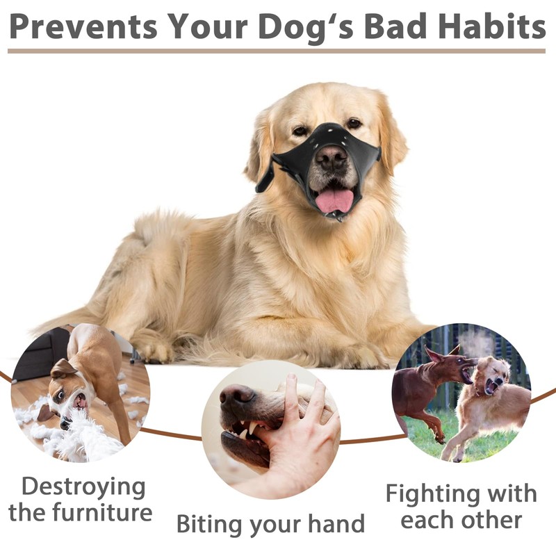 BARKLESS Dog Muzzle Leather, Soft Secure Anti-Barking Leather Muzzle for