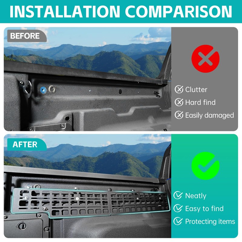 OUSUWO Side Truck Bed Molle Panel Rack System Compatible with