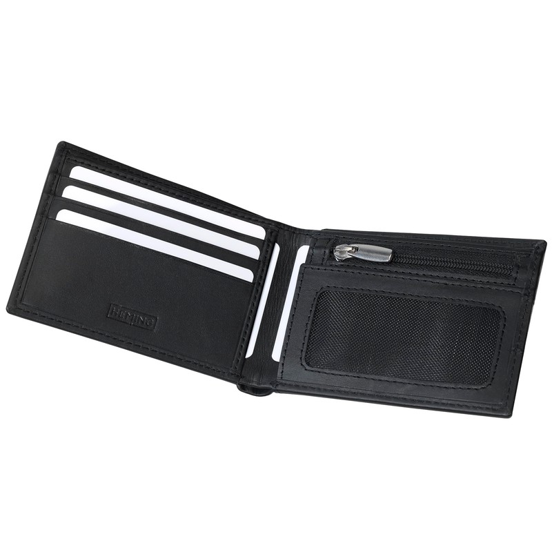 HEMING Black leather wallet for men, small wallet, wallet with