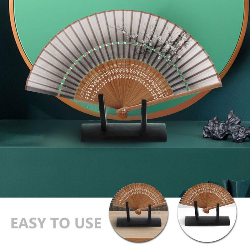 Alipis 2pcs Bamboo Folding Fan Stands - Elegant Japanese and