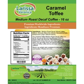 Caramel Toffee Medium Roast Decaf Coffee (Gourmet, Naturally Flavored, Whole Coffee Beans) (16 oz, ZIN: 565018) - 3 Pack