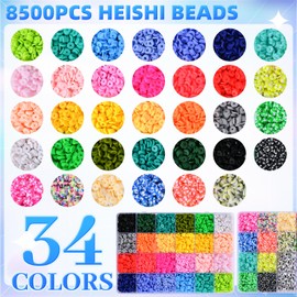 WHEELIO 8500 PCS Bracelet Making Kit, 34 Colors Flat Round Polymer 6mm Clay Beads with Letter Beads