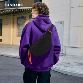 FANDARE Crossbody Sling Backpack Belt Bag Fanny Packs One Shoulder Bag Crossbody Bag for Men Women Chest Bag for Work Outdoor Running Traveling Office College Travel Satchel Bag Black