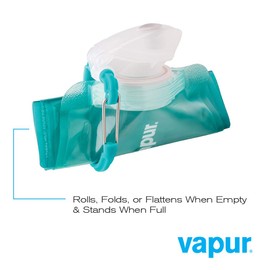 Vapur, Collapsible Water Bottles, 2 Pack- 0.7 Liter, 23 Ounces- Reusable Leak Proof Water Bottles with Carabiner for Working Out, Camping, Backpacking, Hiking, & Travel!, Malibu Teal Gradient Anti-Bottle