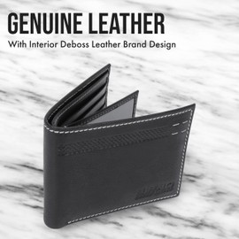 Buffalo David Bitton Brad Bifold Fold Genuine Leather Wallet for Men, Credit Card Holder with ID Window, 10 Card Slots & 6 Money Slots, Black