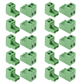 AEDIKO 10 Sets 5.08mm Pitch Screw Terminal Block Connector Kit 2Pin Pluggable Quick Male and Female Connector 300V 20A for 12-24AWG Cable
