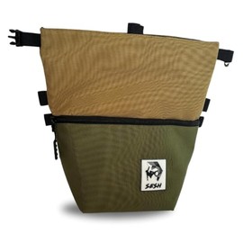 SESH Chalk Bucket - Large Size Chalk Bag for Climbing & Bouldering with Magnetic Closure, 4 Brush Holders, & 2 Side Pockets with Mesh Organizer - Durable (Sierra)