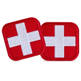 Medic Cross First Aid Patch, Tactical EMT Patches for Medic Pouches IFAK Plate Carrier Backpacks with Hook & Loop (2 Packs)