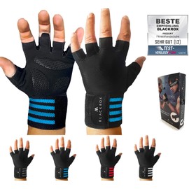 BLACKROX Training Gloves Comparison Winner Fitness Gloves with Wrist Support Men and Women, Gloves for Weight Sports, Gym Gloves, Fitness Gloves, Bodybuilding (Blue, M)