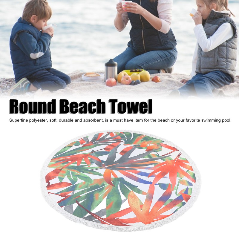 Round Beach Towel Blanket Circular Beach Tassels Blanket Oversized Picnic