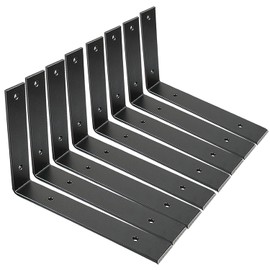 Shelf Brackets 10 Inch Wall L Brackets 8PCS Heavy Duty for Shelves Metal Black Rustic Industrial Brackets for DIY Opening Shelves Project Hardware Included
