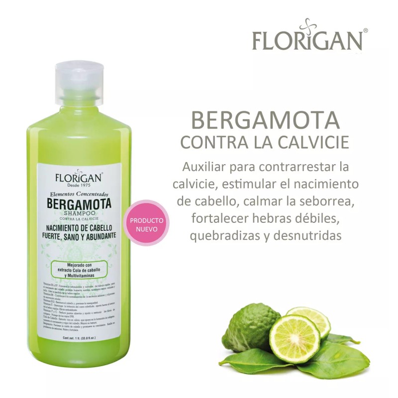 Florigan Shampoo Bergamota Florigan 1lt Crecimiento De Cabello Pack 3