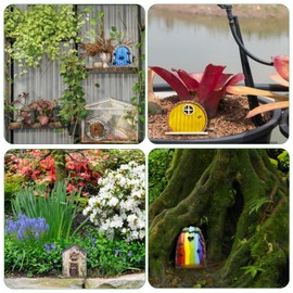 Cisolen Pack of 6 Fairy Door Wooden Garden Fairy Door for Tree Mini Fairy Garden Door Miniature Fairy Decorations for Trees Yard Art Fairy Dollhouse