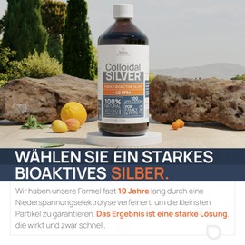 Colloidal Silver 40 PPM 500 ml | Premium Silver Water Stronger than 25 ppm | For Humans, Dogs & Cats | Carbon Neutral | 100% Natural with 2 Ingredients
