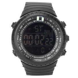 Digital Sports Watch Night Light Waterproof Multiple Functions Electronic Watch for MenBlack
