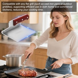 Mangoct Smash Burger Press, 5.5 Inch -Heavy Duty Stainless Steel Burger Press Meat Steak with Wood Handle,Burger Tool for Smash Burgers, Bacon,Patty, BBQs and Tailgates