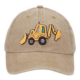 Cute Embroidery Excavator Toddler Kids Baseball Cap Adjustable Cotton Washed Vintage Funny Dad Hat for Boys Girls Age 2-8