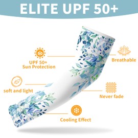 Buwuta Gardening Sleeves for Women Leaf Sleeves to Cover Arms Sleeves Anti-Scratch Farm Sun Protection Cooling Sleeve, Blue, Large