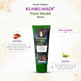 Passion Indulge Kumkumadi Natural Face Mudd Pack unisex for Anti-Aging, Glowing, shine and Brightness with Saffron, Vetiver Oil, and 16 Herbs for All Skin Types - 100gm