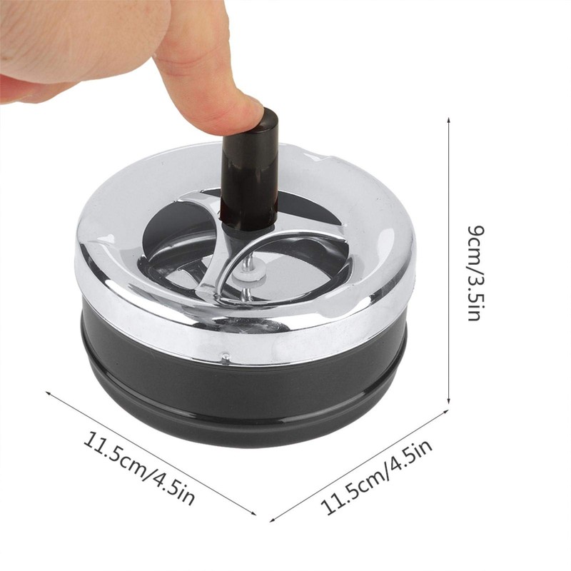 TOPINCN Ashtray, Smoking Ashtray Rotating Self-Clearing Windproof Cover Ashtray Push
