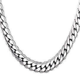 U7 Men Heavy Chunky Necklace Fashion Jewelry Platinum Plated Thick Hip Hop Punk 9MM Wide Snake Chain Necklace (22 Inches)