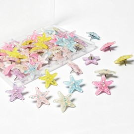 60 PCS Starfish Push Pins, Cute Push Pins, Colorful Star Thumb Tacks, Decorative Thumbtack for Bulletin Board Photos Notes DIY Crafts Soft Cork Board, Reusable&Fun Wall Decor.