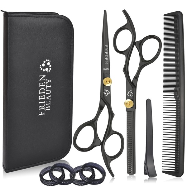 FRIEDEN BEAUTY 7 inches Black Hairdressing Thinning Scissors Kit -