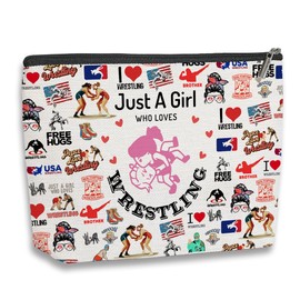 kdxpbpz Wrestling Gifts for Girls Women Wrestler Girl Makeup Bag for Wrestle Athlete Fans Wrestling Coach Mom Gifts Wrestling Gifts for Her Friend Daughter Sister Inspirational Gifts for Women